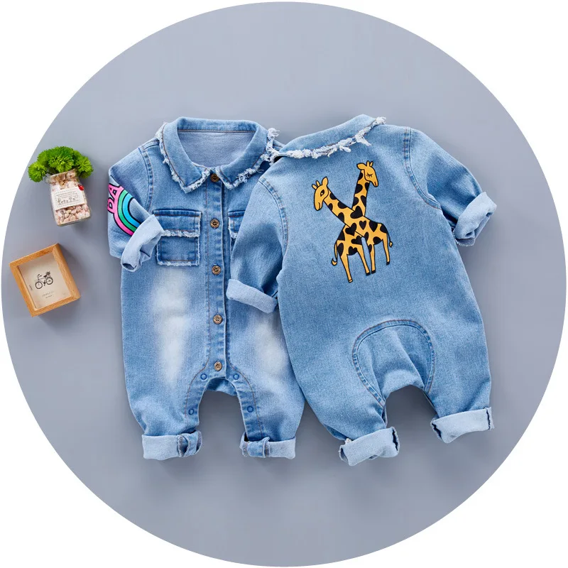 Bulk Buy Infant Clothes Baby Cute Long Sleeve Denim Blank Romper high quality
