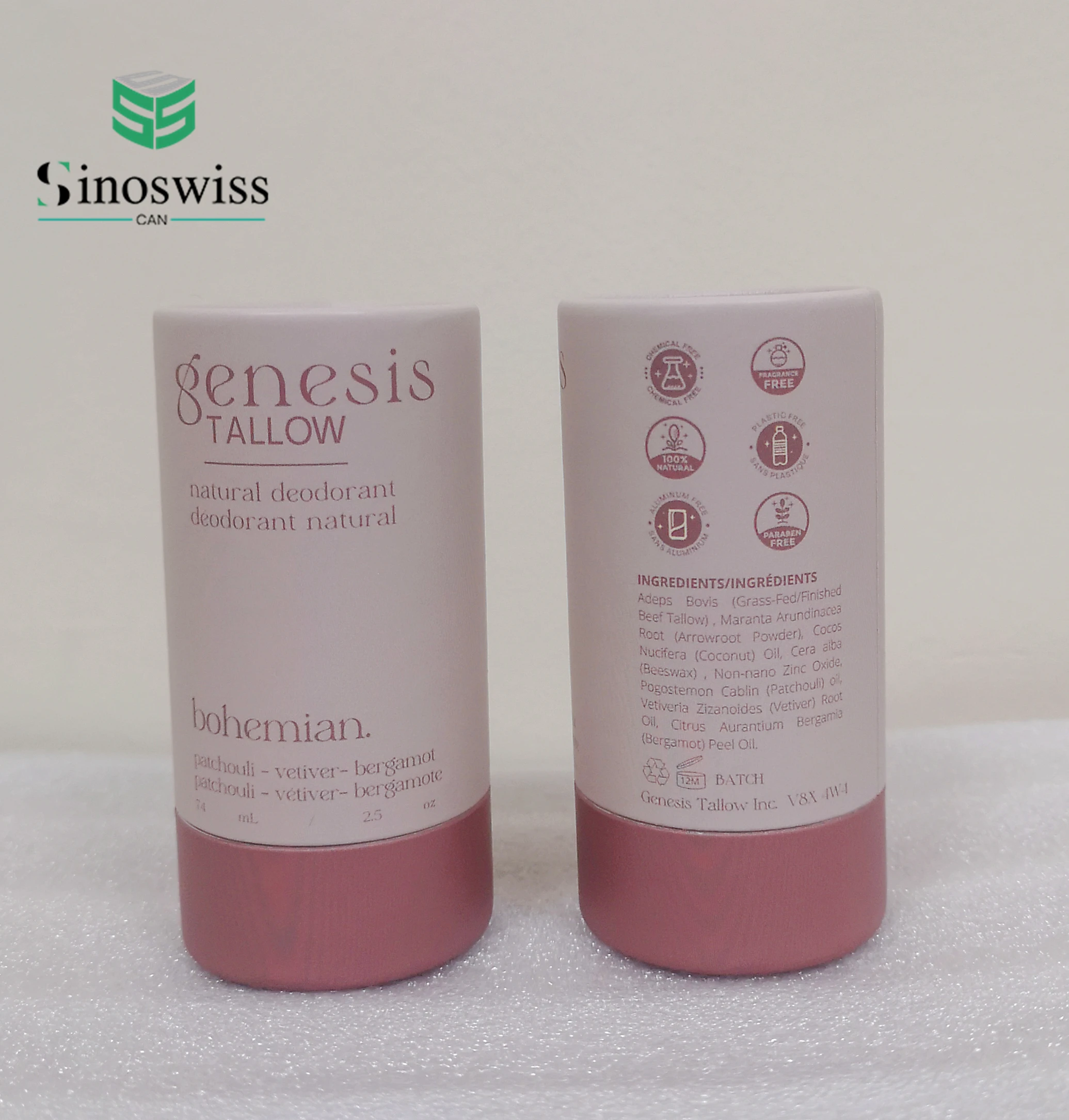 Biodegradable Kraft Cardboard Cosmetic Lip Balm 40g 60g Twist Up Deodorant Solid Fragrance Stick Paper Tube Packaging Container