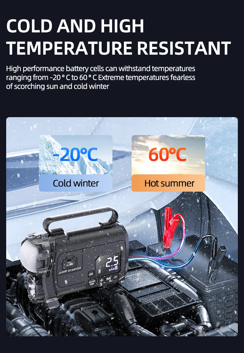 Sharmeal Car Accessories new Products Digital Screen Rechargeable car battery booster Motorcycle 2 In 1 Car Jump Starter