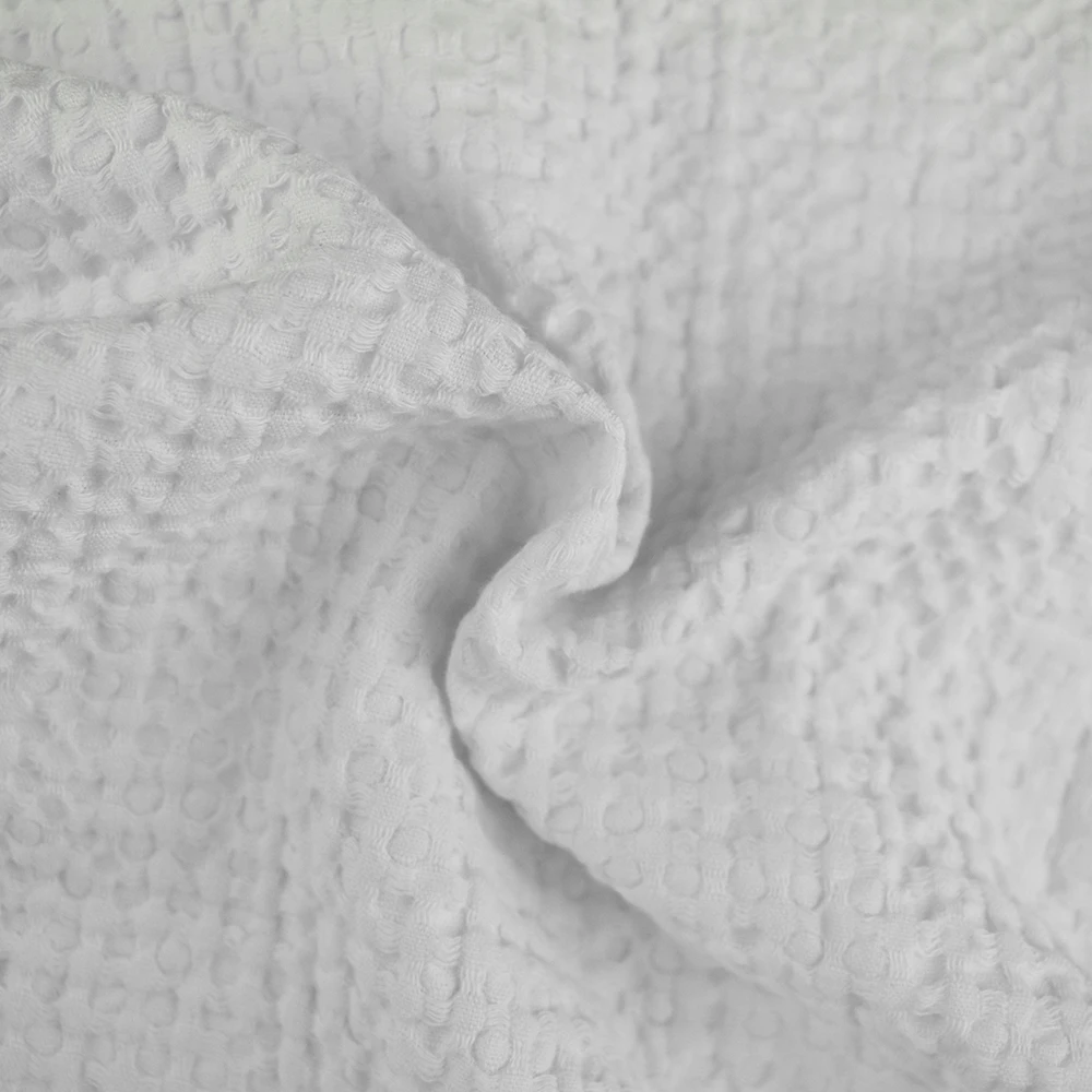 High quality solid dyed woven 26S 100% cotton waffle fabric for clothing dress 230gsm