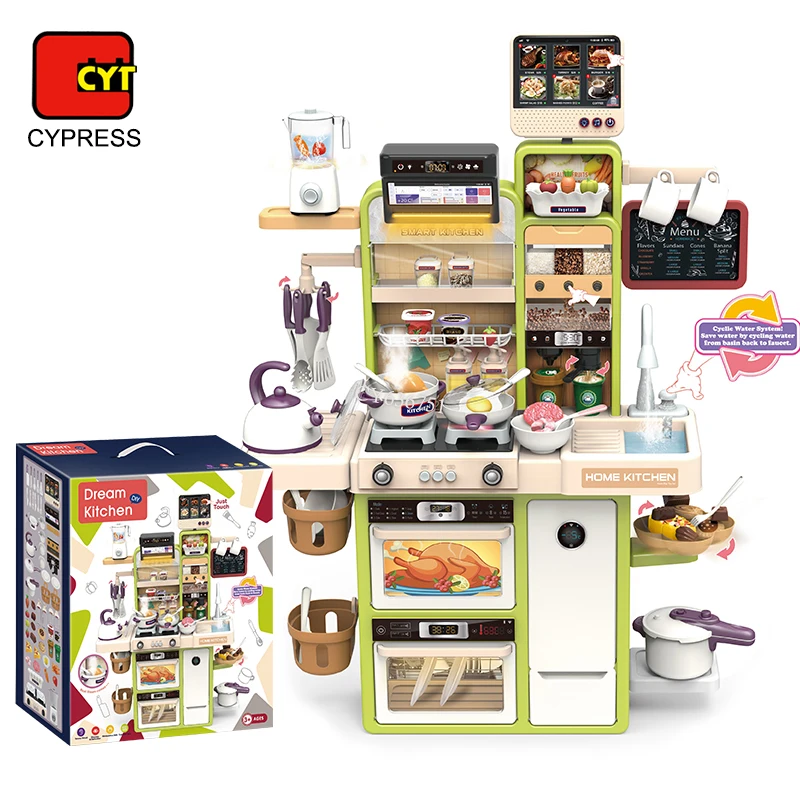 Hot Selling Pretend Kitchen Toys Food Cooking Toy Stove And Sink Kids Kitchen Play Set With Realistic Spray For Children