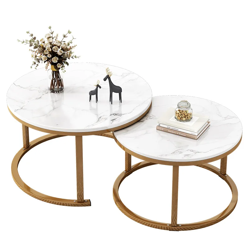 RTS Modern living room furniture Marble top metal round coffee table side table sets