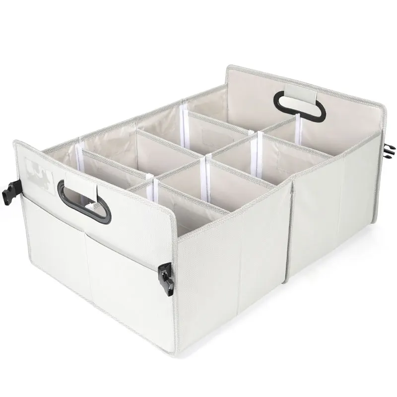 New Arrival White Custom High Quality Foldable Luxury Multifunction Portable Large Capacity Storage Car Trunk Organizer