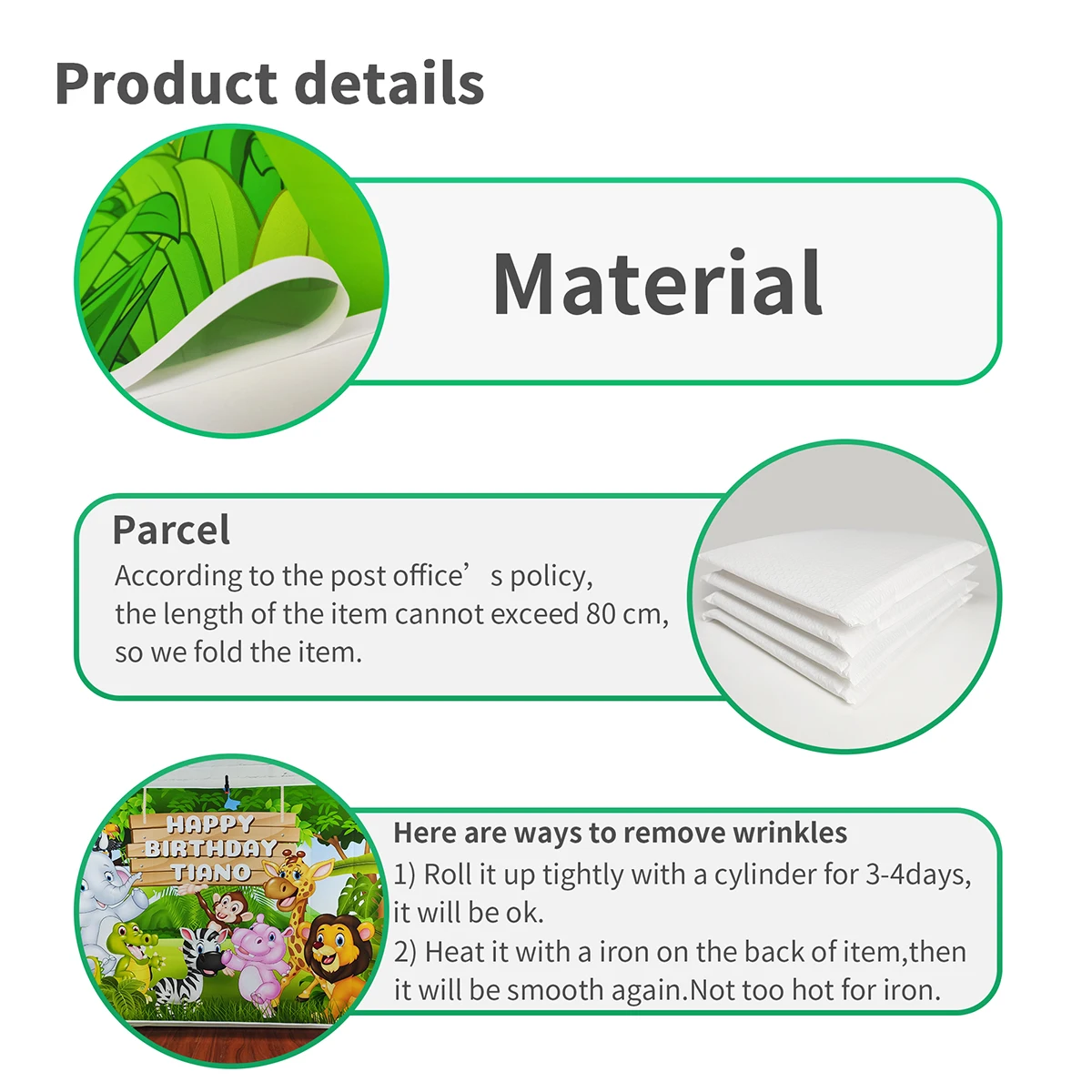 Cartoon Animal Wild Safari Jungle Theme Birthday Party Banner Background Decor Baby Shower Kid Poster Backdrop Photo Studio Prop