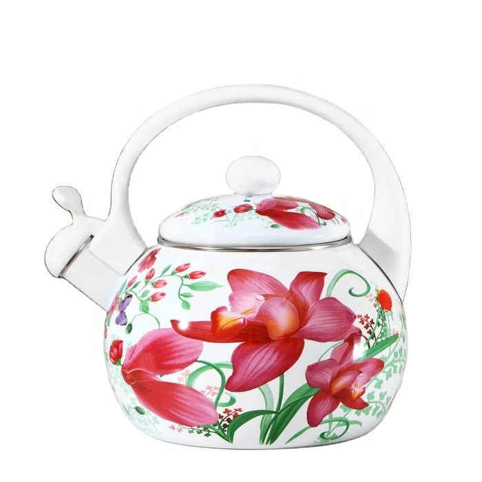 2.2L Ball Shape Whistling Vintage Enamel Teapot Kettle Home Camping Whistle Emaye Emaille Colorful Red Blue Ollas de Peltre AVON