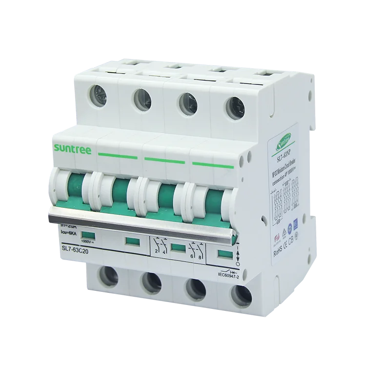 suntree Best Quality SL7-63 2P 4P 10A 16A 20A Electrical Type 1000V MCB Mini DC Circuit Breakers