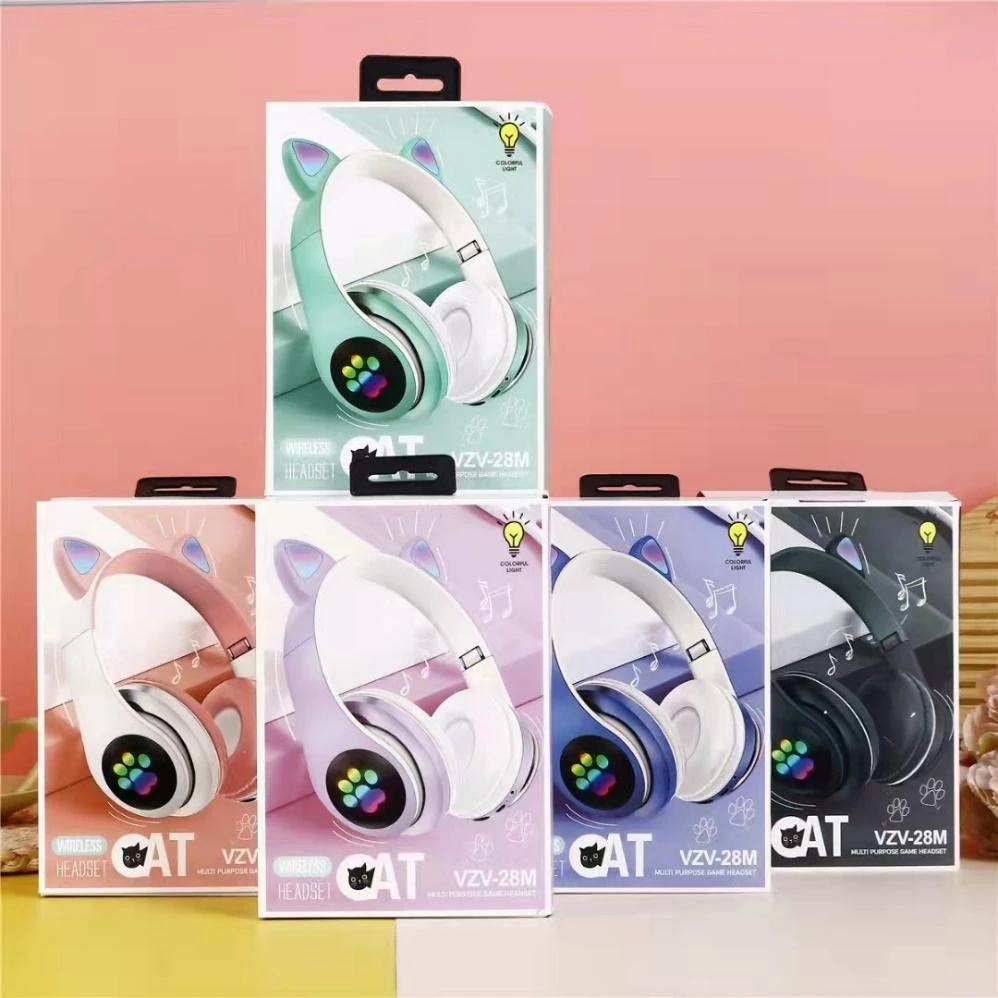 STN28 Factory Price Hot Sale Wireless Cute Cat Ear Earphones With Microphones Waterproof Gaming Headsets Wireless Headphones