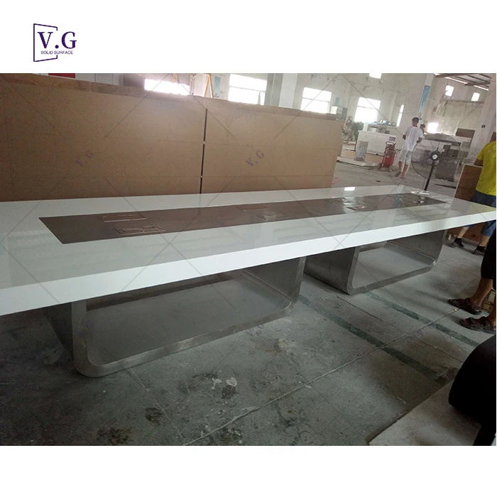 High-end large conference table 2.4m custom marble stone u shaped conference tables
