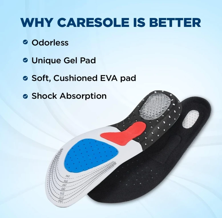Men Women Insoles Comfort Gel Foot Arch Support Inserts Flat Arches Sore Heels Feet Inserts Cut Size Removable Inner Shoes Soles