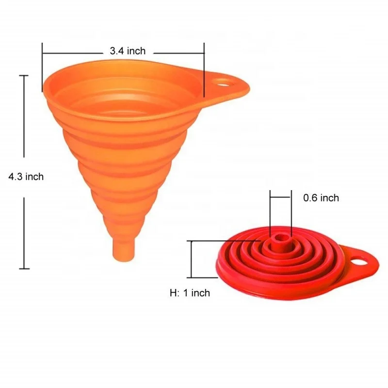 Factory Custom Portable Food Grade Silicone funnel Kitchenware BPA Free Silicone Soft Folding Oil Funnel