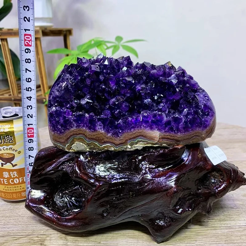 Unique natural crystal stones dark amethyst cluster Uruguay amethyst geode for fengshui decoration