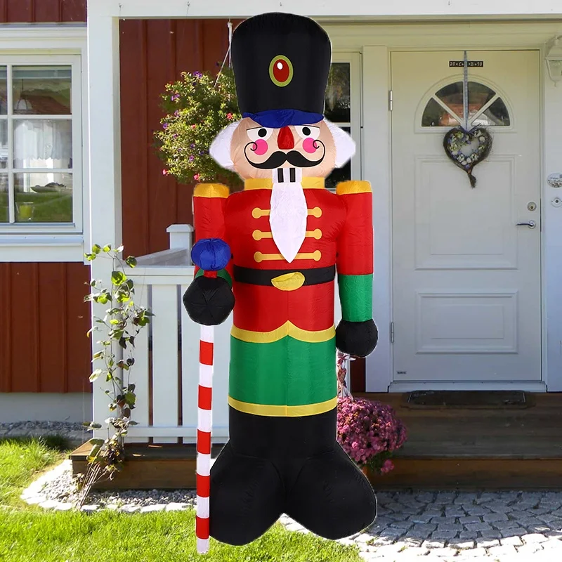Wholesale Outdoor 8FT Inflatable Nutcracker Christmas Yard Decorations Xmas Inflatable Soldier with LED Light