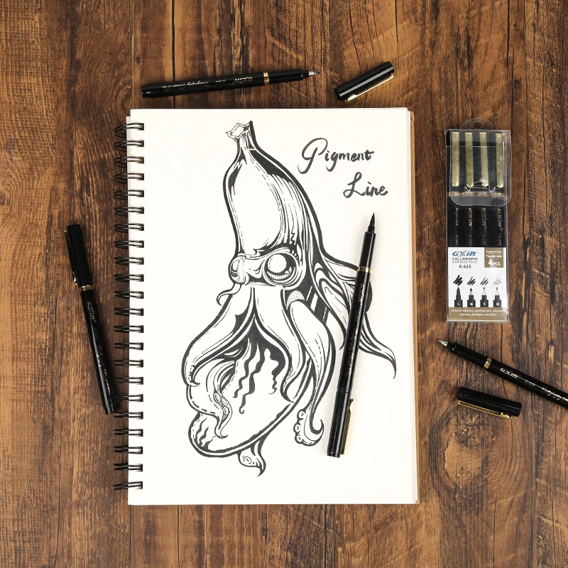 GXIN 4pcs/set hot sell calligraphy brush pen waterproof hand lettering beginners art marker supplier price calligraphy markers