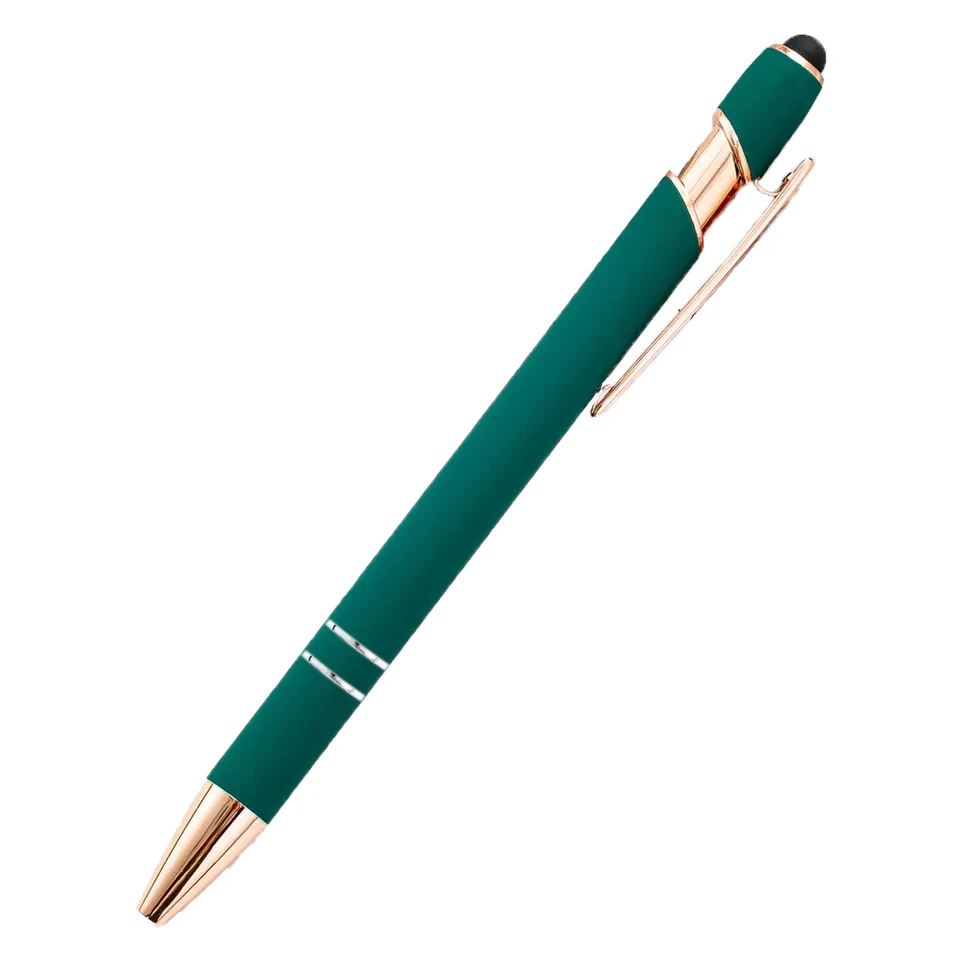 Promotional Custom 2 in 1 Capacitive Multi Function Metal Ball Pen Aluminum Screen Logo engraved Stylus Pen Rose Gold Pen
