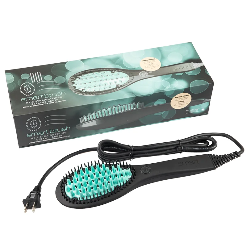 Professional hot curlers Customized Home Use Ceramic Hair hot combs straightener Brush Heated Electric Hair Straightening Brush