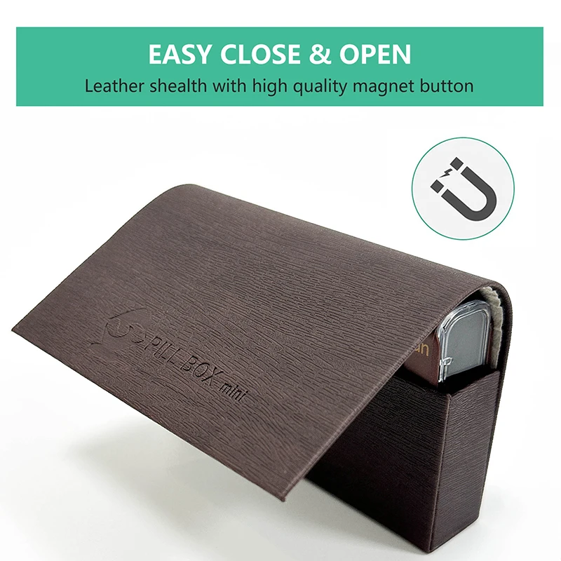 Wholesale PU Leather Pill Organizer 7 Day Weekly 21 Grid Travel Carry Leather Bag Medicine Box Tablet Container