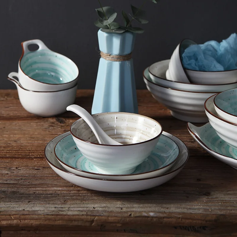 Creative Rice Household Noodle Bowl Japanese Style Tableware Dish Suit Hand Painted Ceramic Fruit Salad Soup Bowl