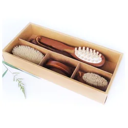 New Arrival 4pcs Body Shower Cleaning Brush Gift Set Wooden Handle Natural Bristles Bath Brush Wood Spa Massage Brush
