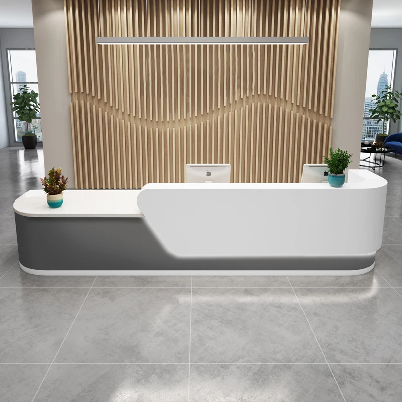 Welcome Office Furniture Counter Design Industrial Front Desk Receptionist Reception Table For Hotel Building