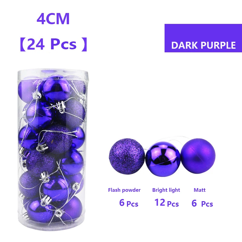 
2019 Factory selling 24pcs plastic Bright Christmas ball christmas tree decoration balls Shatterproof Xmas Tree Decoration Ball 
