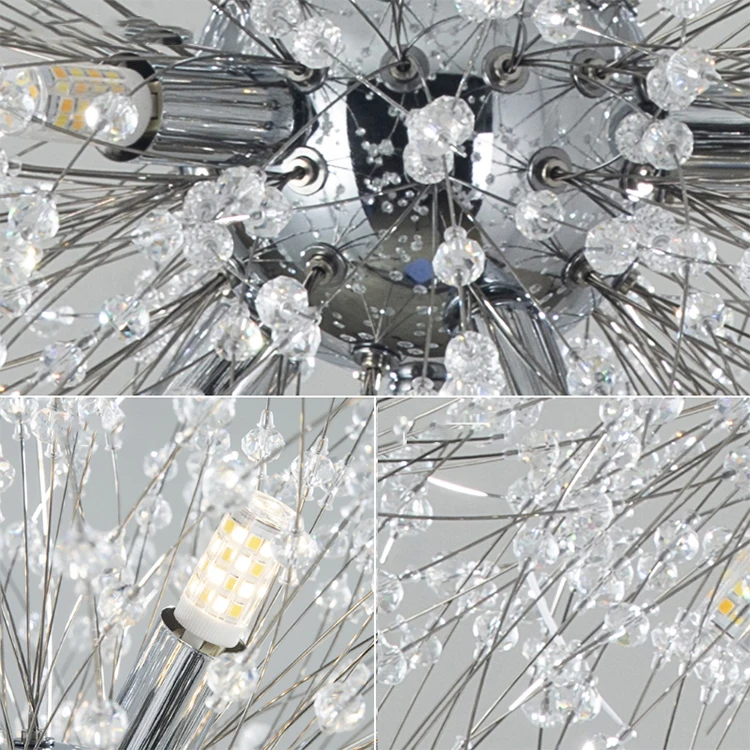 Modern Creative Coffee Shop Living Room Crystal Dandelion Led Hanging Pendant