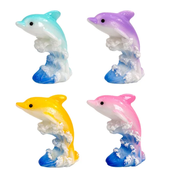 sea creatures ocean theme resin colorful dolphin small cartoon figures Sport children boy kids birthday cake toppers figurines
