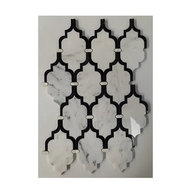 Hot Selling Water Jet White Marble Kitchen Backsplash Tile Polished Surface Marble Mosaic Tile For Flooring