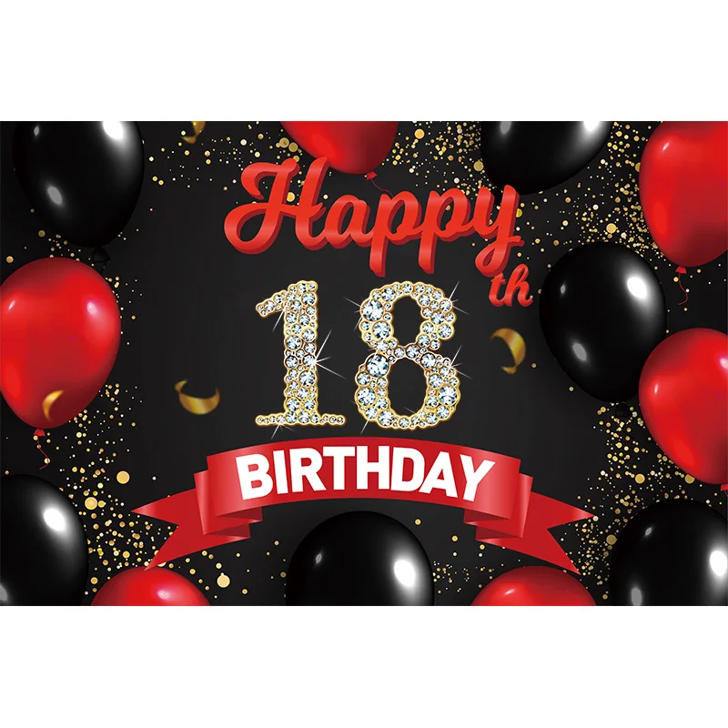 Happy Birthday Backdrop Banner Red&Black Birthday Sign Poster Photography Background