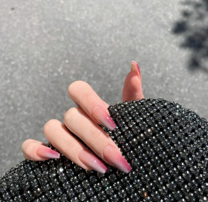 Ins градиент желе гроб накладные ногти гель нажмите и удерживайте кнопку на ногтях