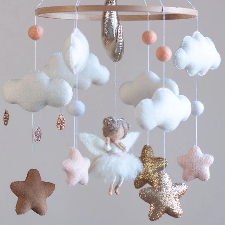 Небольшой минимальный заказ, набивная звезда, облако, шерсть, сказочный ангел, детская кроватка, мобиль для маленьких девочек, декор для детской комнаты