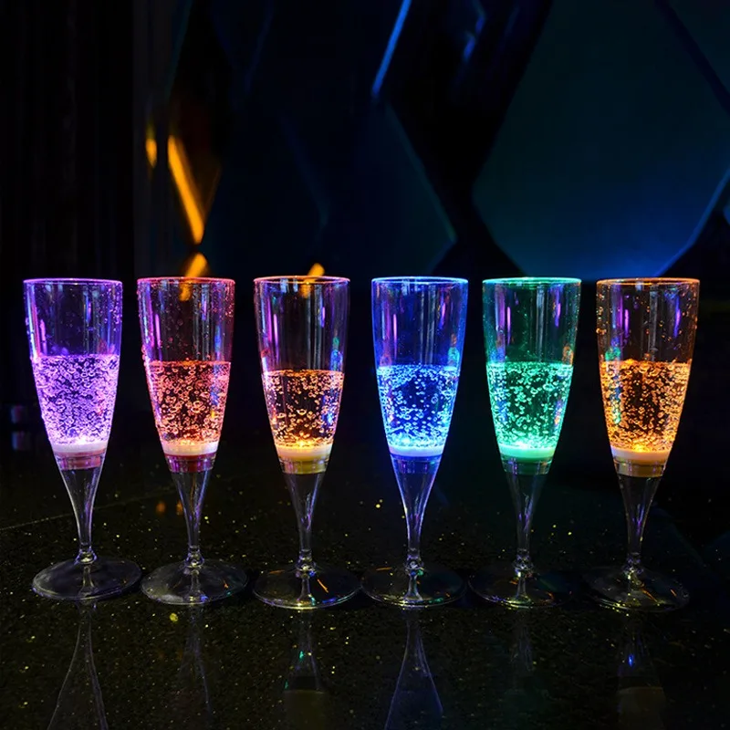 Wholesale 6pcs 150ml Replaceable Battery LED Glow Champagne Drinking Cup For Bar Night Club Party