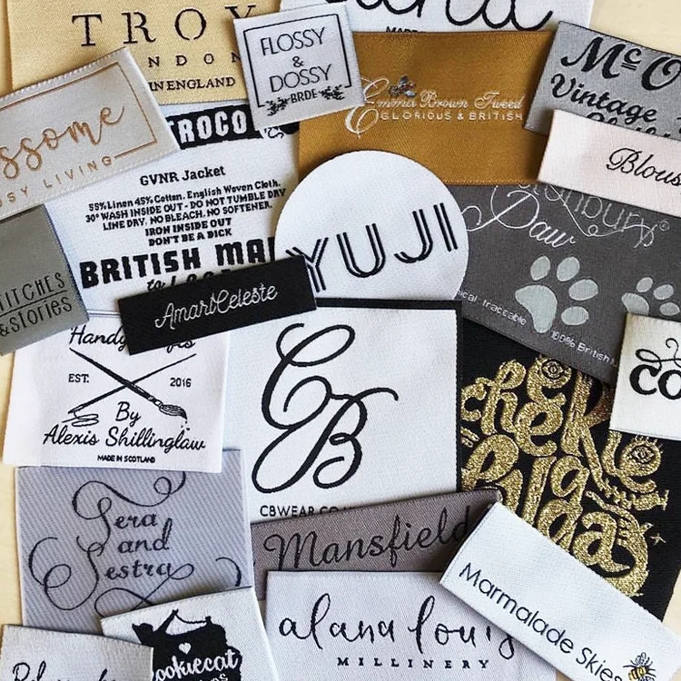 100pcs Factory Cheap Price Custom Name logo Damask Private Design Garment Woven Tag Wholesale Woven Private Labels For Clothing