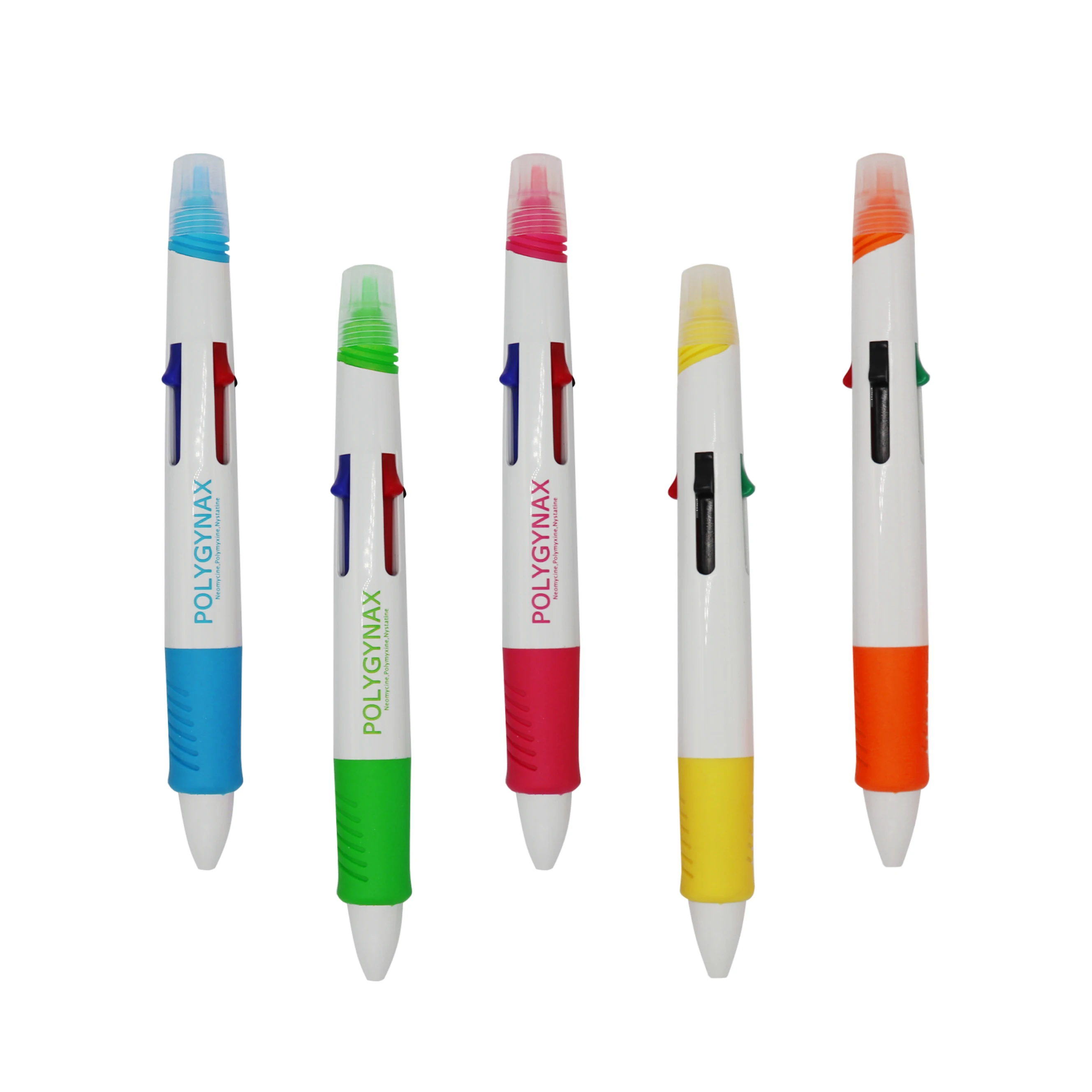 4 color in 1 plastic ball pen rubber grip marker cheap customized school gift pen with highlighter