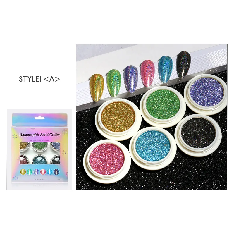 12 Colors Nail Crystal Diamond Powder 3D Laser Holographic Solid Pigment Glitter Nail Aurora Powder DIY Nail Art For Tips Design