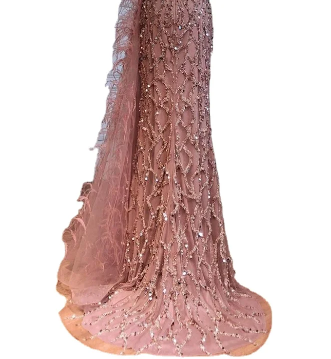 Green single-shoulder high-end elegant temperament slim fish tail fork long luxury banquet evening dress