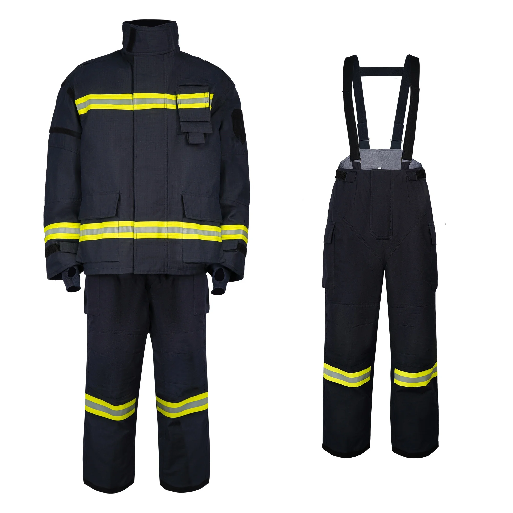 Fire Fighting Suit for Fireman green Pants Coat Set PVC Layer Packing Outer Navy Material Origin Product