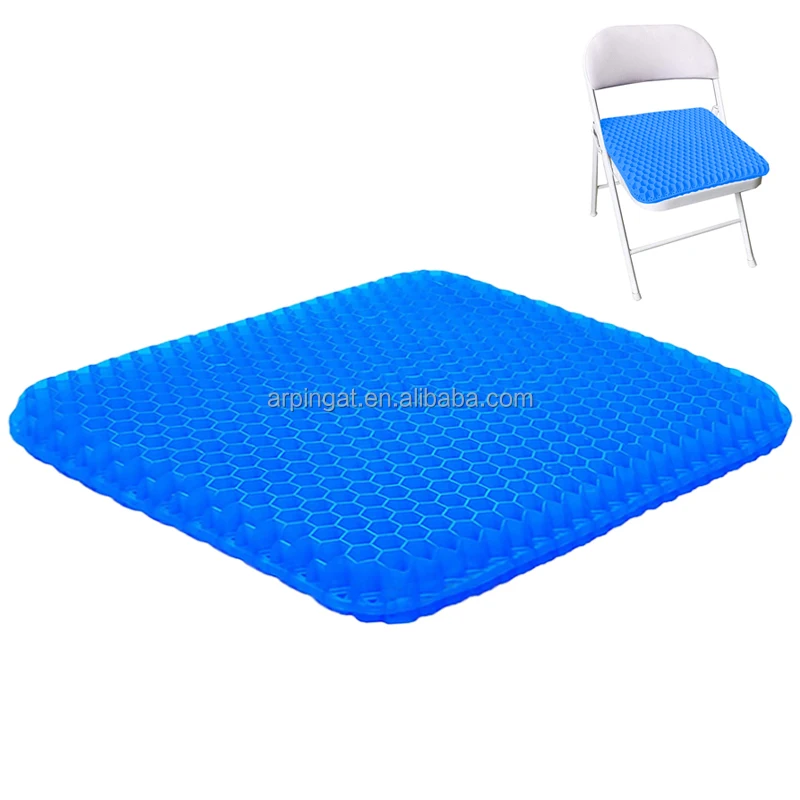 Blue Gel Seat Cushion With Nonslip Cover Cool Gel Car Seat Cushion Square Double Silicone CoolingEgg Seat Cushion for Home Car