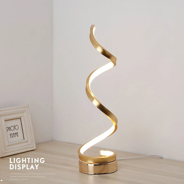 Wholesale Modern Simple Switch Type Spiral Bedside Light Led Reading Lighting Lamp Decorative Table Lamp