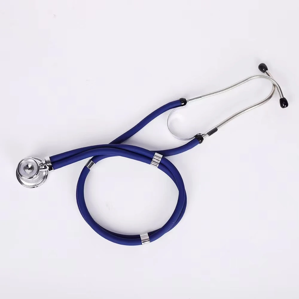 Medical dual tube multifunctional stethoscope, dual membrane zinc alloy stethoscope head, stainless steel ear hook