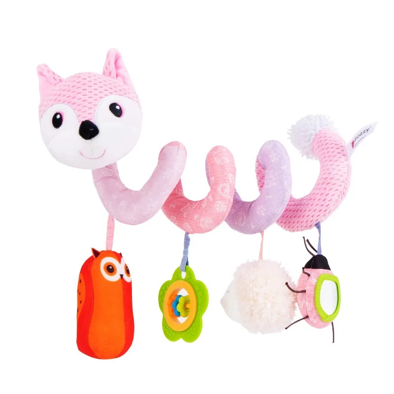 Soft Plush Hanging Spiral Rattles Infant Crib Mobile Bed Stroller Cartoon Animal Fox Toys Sound Paper Baby Early Educational Toy