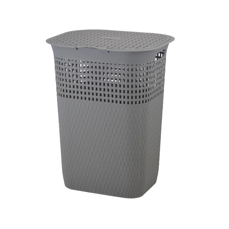 High Quality Multi-Purpose Grey White Color Modern Homes Plastic Laundry Basket With Lid