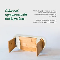 Bamboo Yoga Bench Includes Carrying Bag Kneeling Meditation Bench with Foldable Legs and Cushion Foldable Meditation Bench