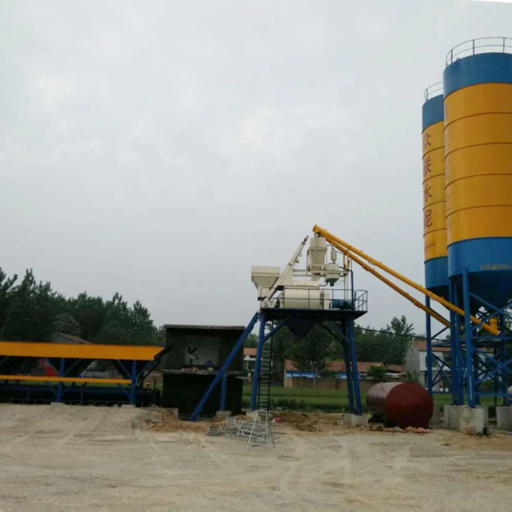 Lifting hopper stationary ready mixed concrete batching plant hzs25