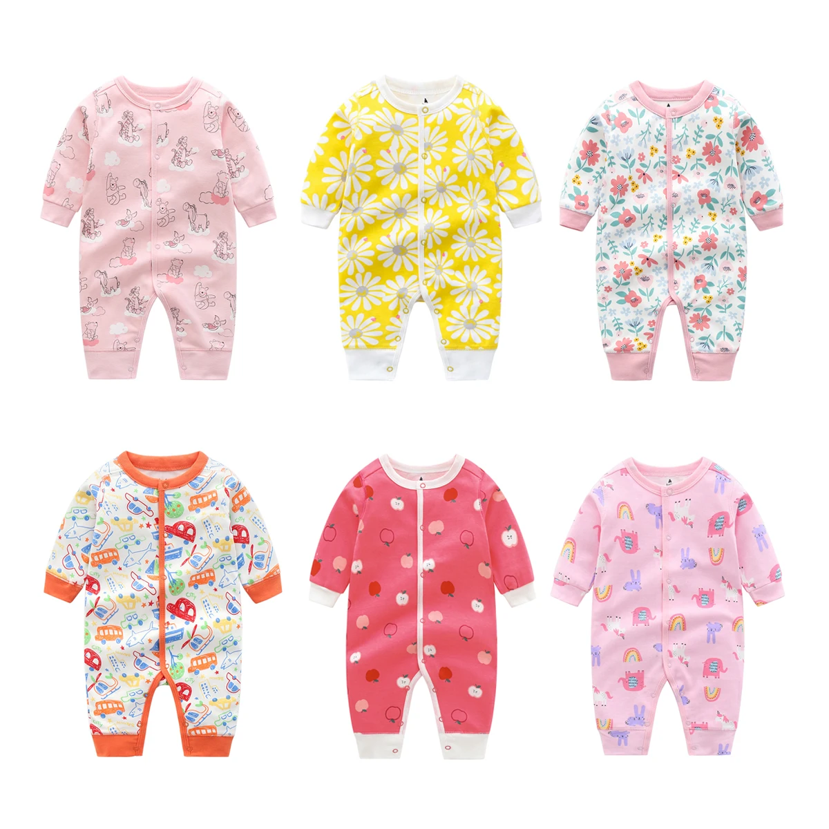 2022 Spring Wholesale Toddler Girls Romper Printed Long Sleeve  Baby Cotton Bodysuit