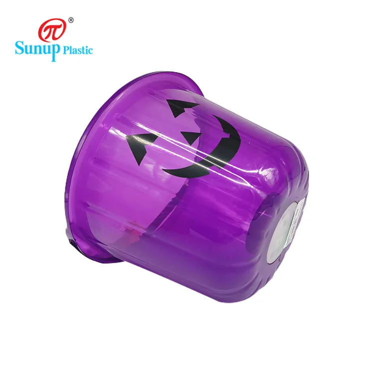 
China Factory Halloween Party Kids Plastic Transparent Pumpkin PP Plastic Bucket 