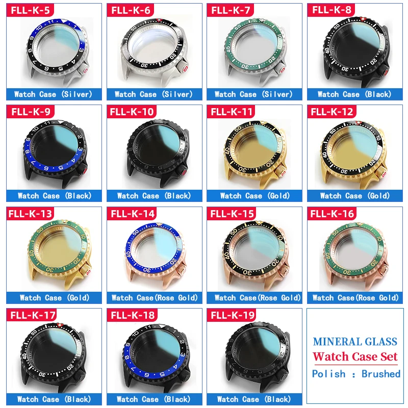 Brushed Watch Case With Ceramic Bezel Insert Stainless Steel Case Sapphire Glass For SEIKO SKX007 009  20ATM  Diving Watch Parts