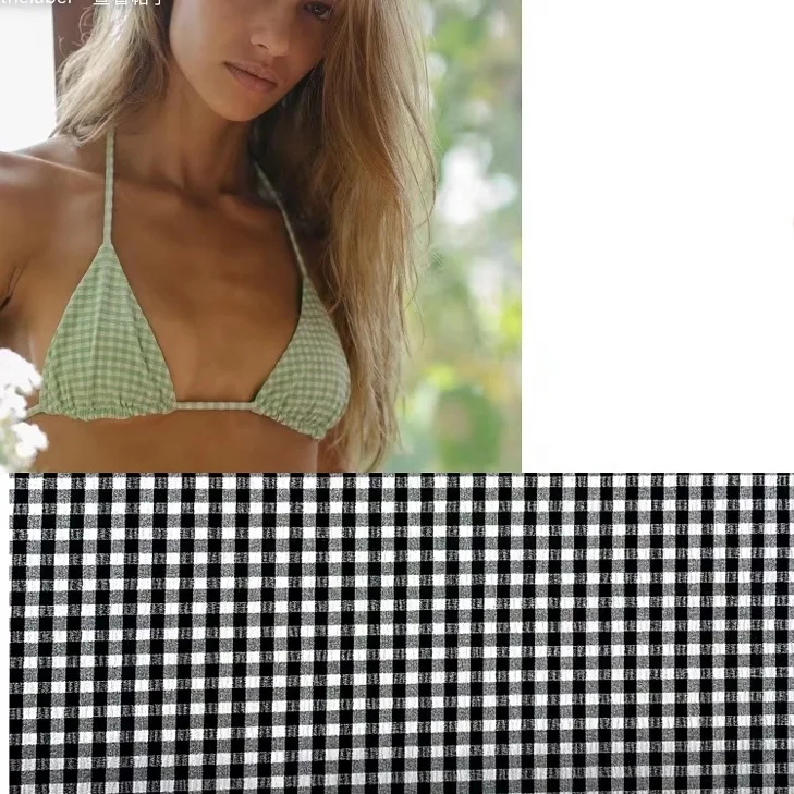 XB097 hot sale Woven jacquard plaid fabric textured Checkered seersucker for swimwear bikini swimsuit