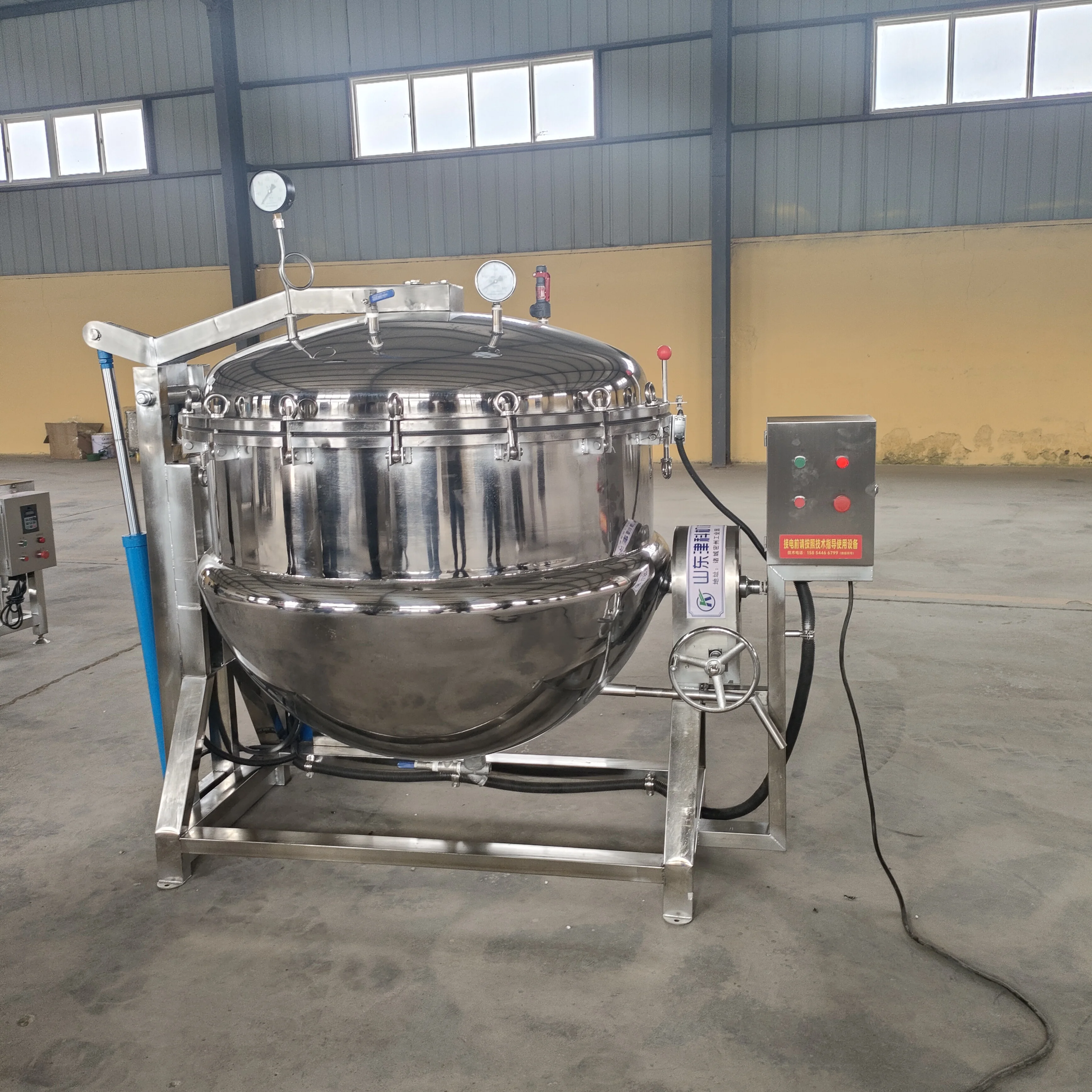 Industrial Electric 300 Liters Pressure Cooker Pressure Cooking Pot Meat Beans Steam Heating Big Capacity Pressure Tank
