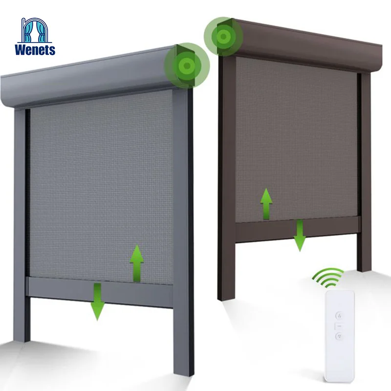 Motorized Solar Shade Remote Control Outdoor Blinds Roller Zip Screen Outdoor Blinds For Outdoor Pergola