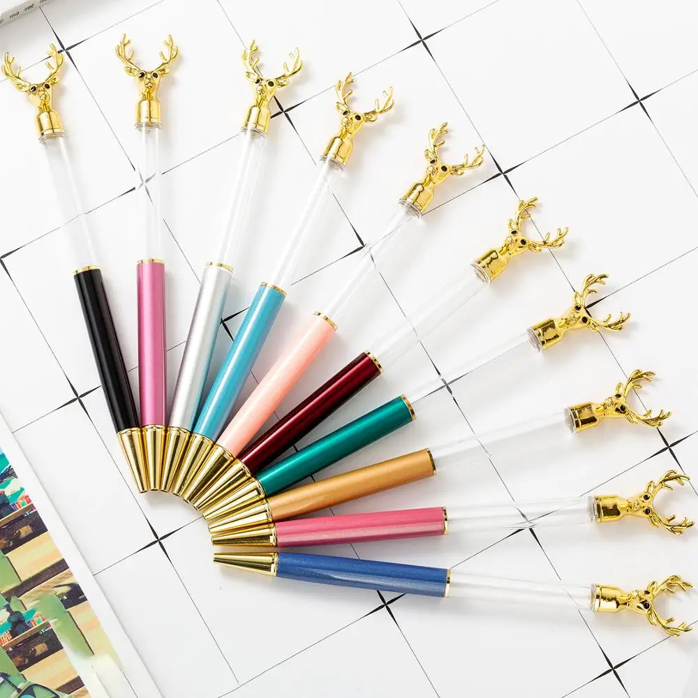 Popular Empty Barrel Ballpoint Pen Novelty Deer Creative Blank DIY Empty Tube Glitter Floating DIY Pen